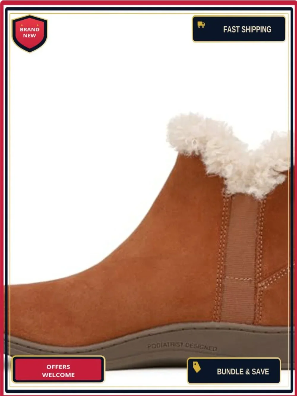 Faux Shearling Lined Pull-On Round Toe Suede Ankle Booties